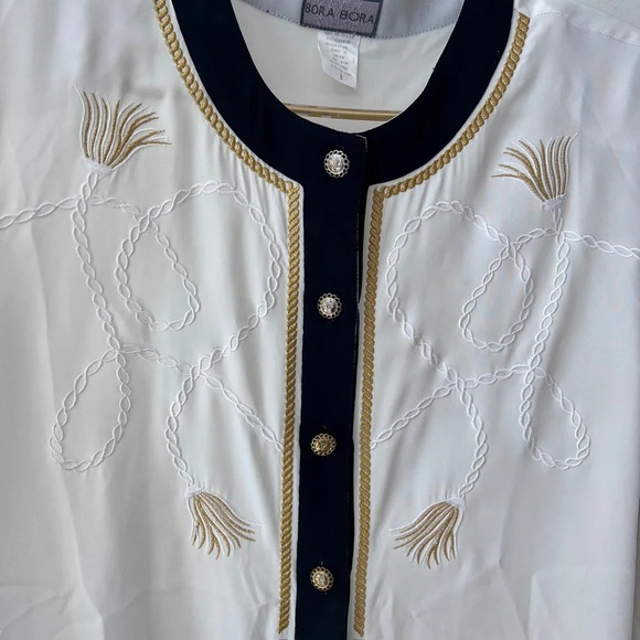 Bora Bora Vintage blouse white button down holiday New Year’s Eve - Picture 7 of 11